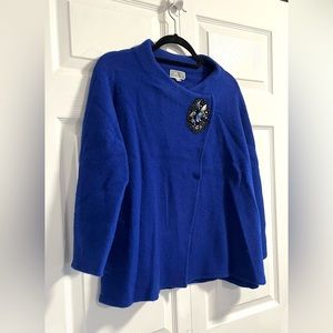 Royal Blue 100% Wool Cape Coat
